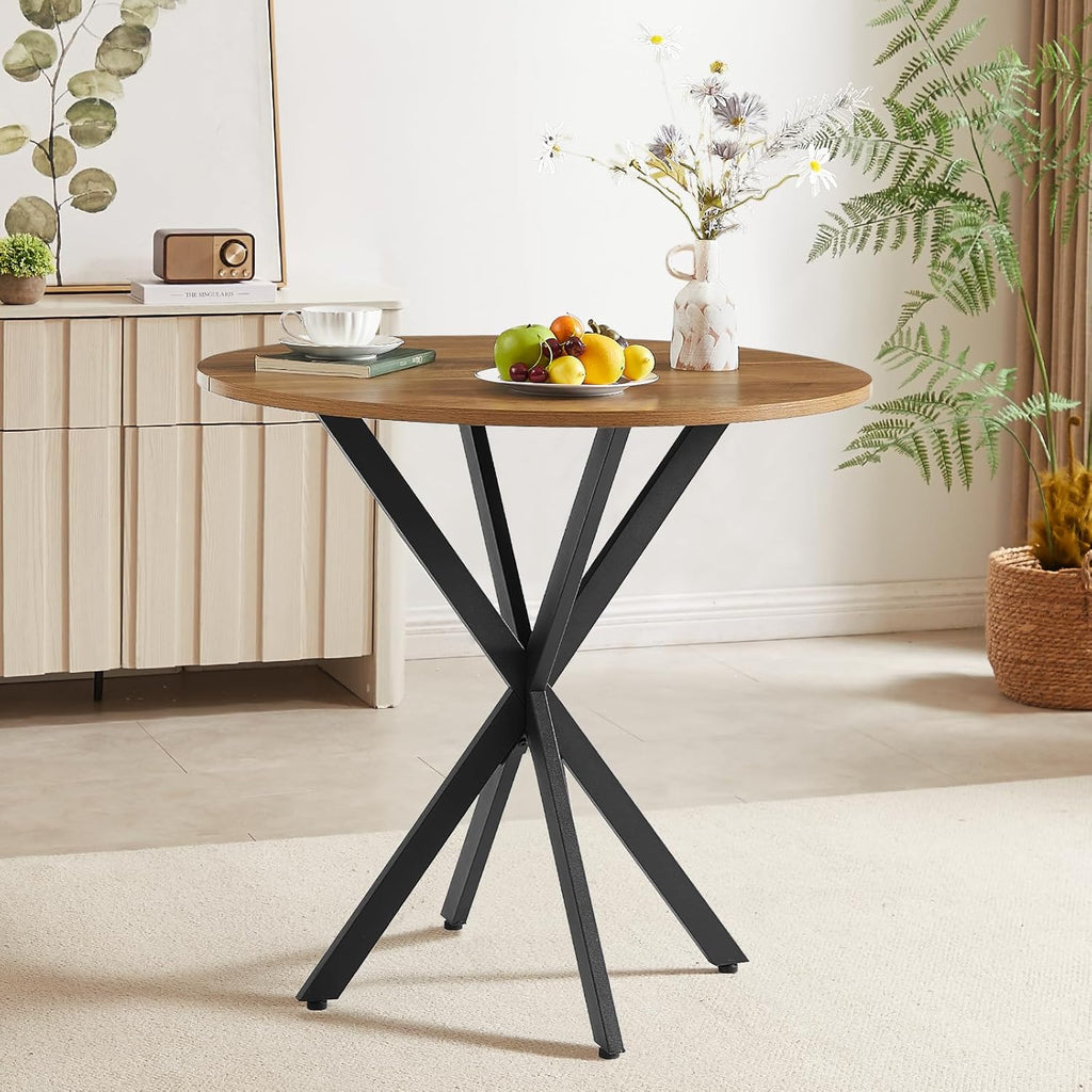 Vantic 31.5" Small Round Dining Table for 2-4, Round Kitchen Table for Small Spaces, Farmhouse Circle Dining Room Table for Kitchen and Living Room, Light Brown