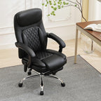 500LBS Massage Office Chair, 6 Points Vibration & Heat Executive Office Chairs, 135°Reclining Comfy Desk Chair with Foot Rest, Wider & Thicker Seat Cushion, PU Leather Big and Tall Gaming Chair, Black