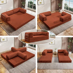 78.8" Folding Convertible Sofa Bed, 4-in-1 Floor Sofa Modular Futon Couch .Pull Out Couch Memory Foam King Size Sofa Bed .No Assembly Needed Boneless Couch for Living Room（Orange）