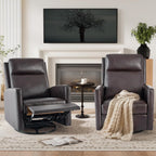 COLAMY Leather Recliner Chair for Adults, Swivel Rocker Recliner for Small Spaces, Wide Glider Rocking Nursery Chair with Ergonomic High Backrest, for Living Room, Office, Bedroom(Chocolate Brown
