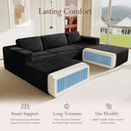 Vesgantti 119" Oversized U-Shaped Modular Sectional Sofa with 2 Movable Ottomans, Modern Cloud Couch with Deep Seat & Spring Support, Boneless Couches for Living Room, No Assembly Required, Black