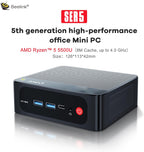 Beelink Mini PC  SER5 AMD Ryzen 5 5500U(7nm  6C/12T) up to 4.0GHz  Mini Gaming Computer 32GB DDR4 RAM 500GB NVME SSD  Micro PC 4K@60Hz Dual Display  Mini Computer WiFi6/BT5.2/HTPC/W-11 Pro