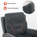 MCombo Triple Motor Power Lift Recliner Chair with Massage and Lumbar&seat Heating, Rolled Arms, Adjustable Headrest for Elderly People, Fabric 7888 (Dark Grey, Medium)