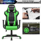 Homall Gaming Chair, Office Chair High Back Computer Chair Leather Desk Chair Racing Executive Ergonomic Adjustable Swivel Task Chair with Headrest and Lumbar Support (Green)