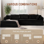 110" L-Shaped Modular Sectional Sofa with Chaise, Boneless Comfy Corduroy Fluffy Couch with Deep Seat and Side Pockets, Flexible Module Combination for Living Room, No Assembly, Side Pockets