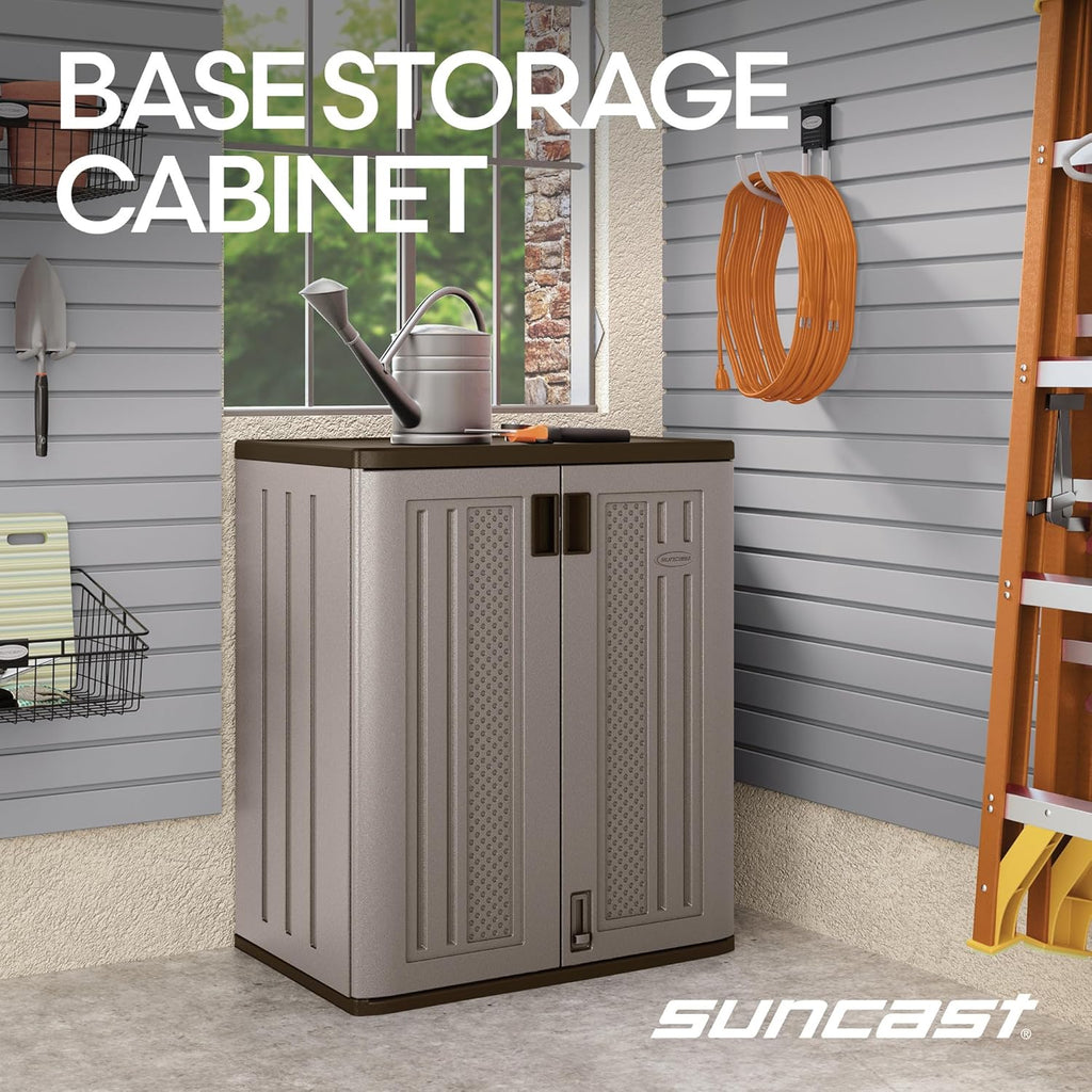 Suncast 36" Resin Base Garage Storage Cabinet, Platinum, Made in the USA
