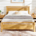 AMERLIFE Full Size Solid Wood Bed Frame with Headboard, Minimalist Platform Bed with Wood Slats Support/No Box Spring Needed/Easy Assembly/Noise-Free, Natural