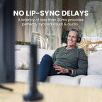 Avantree Opera Plus – Wireless Headphones for TV Watching  Clear Dialogue & Volume Boost for Seniors  Optical Soundbar Passthrough  Charging Transmitter Base