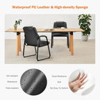 Sweetcrispy Waiting Room Guest Chair Set of 2, Stationary Office Reception Chairs No Wheel, Comfy Padded Arms and Seld Base, for Conference Room Lobby Home Computer Desk Bedroom Elderly, Deep Black