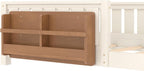 Bellemave Twin Floor Bed with Slats and Safety Guardrail, Twin Size Montessori Floor Bed with Fence and Built-in Bookshelf, Easy Assemble Montessori Beds for Kids, Girls, Boys, Beige