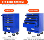 5 Drawers Tool Cart on Wheels, Multifunctional Rolling Tool Chest, Drawers Mobile Trolley Organizer Heavy Duty Tools Box with Locking Wheels & Ball Bearing Drawers (Blue, 5 Drawers)