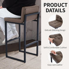 Counter Height Bar Stools Set of 4, Upholstered Barstools with Back, Bar Chairs with Thickened Metal Legs, PU Leather Counter Stools for Kitchen Island (Coffee Brown, 4Pcs 26" Counter Stools)