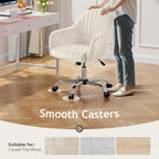 Warmiehomy Office Chair, Velvet Desk Chair for Home Office, Cozy Vanity Chair, Girl Cute Makeup Chair with Arm Rest for Bedroom Dressing Room (Cozy Beige)