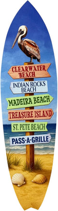 JennyGems Florida Surfboard Wall Art - Coastal Beach House Decor, Weather-Resistant PVC Indoor Outdoor (3 Foot)