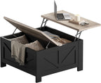 Yaheetech Lift Top Coffee Table with Storage, Square Coffee Table for Living Room, 31.5 Inches Center Tables with Large Hidden Storage Compartment for Home Office, Black&Gray