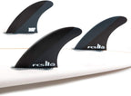 FCS II Mick Fanning Neo Carbon Large Tri Fins - Black / Charcoal | Designed for Power, Speed, & Quick Response, Ideal for Open Face, Down-The-Line Waves & Point and Reef Breaks