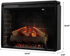 Modern Ember Uptown 33" Smart Electric Fireplace Insert with Remote Control, Compatible with Alexa - 1,000 Sq Ft Electric Heater with Realistic Flames and Log Set