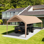 Carport Replacement Canopy Cover 10'x20' for Tent Top Garage Shelter Cover with Ball Bungees, 800D Oxford Replacement Cover Waterproof & UV Protection, Not Included Frame (Light Brown)
