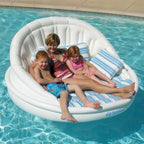 Solstice Inflatable Pool Lounger Float for Relaxation – Raft for Group Pool, Beach & Lake Use, Aqua Sofa with Pillows, White