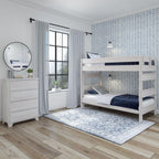 Plank+Beam Rustic Wood Bunk Bed, Solid Wood Twin-Over-Twin Bed Frame, Heavy-Duty Bunk Bed for Adults, No Box Spring Needed, White Wash