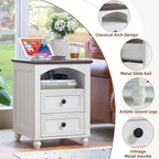 Farmhouse Coffee Table and Night Stand Set of 3,Wood 48" Center Table and 18'' Wide Nightstand with Charging Station,Coffee and End Tables 3-Piece Set for Home Living Room Hallway,White