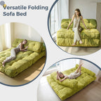 MAXYOYO Folding Sofa Bed, Convertible Sleeper Chair with Pilow Foldable Mattress with Back Support, Portable Fold Out Chair Bed for Living Room Bedroom, Green Double