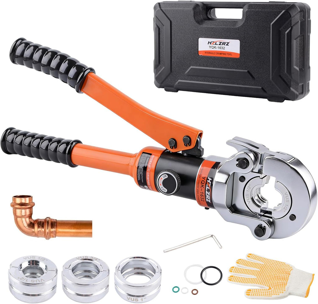 HZLZRZ Propress Tool for Copper Pipe, Hydraulic Tool Dies Jaw 1/2", 3/4", 1", Pro Press Crimper Tool Suitable for Pressing Copper Pipe of Water Heating Crimper Tool