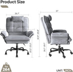 Bestier Criss Cross Chair with Flip-Up Armrests and Headrest, 135° Reclining Swivel Executive Chair with Side Pockets, Big and Tall Computer Desk Chair for Home Office Bedroom, Grey Velvet