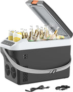 Kikihuose 12V Car Refrigerator Cooler/Warmer 23 Quart (22L) Portable Electric Car Cooler with 12 Volt DC &120V AC, Plug In Thermoelectric Fridge for Vehicles, Camping, RV, Dark Grey
