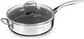 DELUXE Hybrid Ceramic Nonstick 3.7 Qt Deep Sauté Pan with Lid, Stainless Steel Skillet with Stay-Cool Handles, Dishwasher and Oven-Safe, PFOA Free Deep Frying Pan, Compatible with All Cooktops
