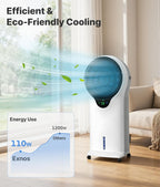 3-in-1 Evaporative Air Cooler - Portable Swamp Cooler Air Conditioner with 5.5L Water Tank & 2 Ice Packs, 3 Speeds, 3 Modes, Cooling Fans that Blow Cold Air for Home & Office, Mother's Day