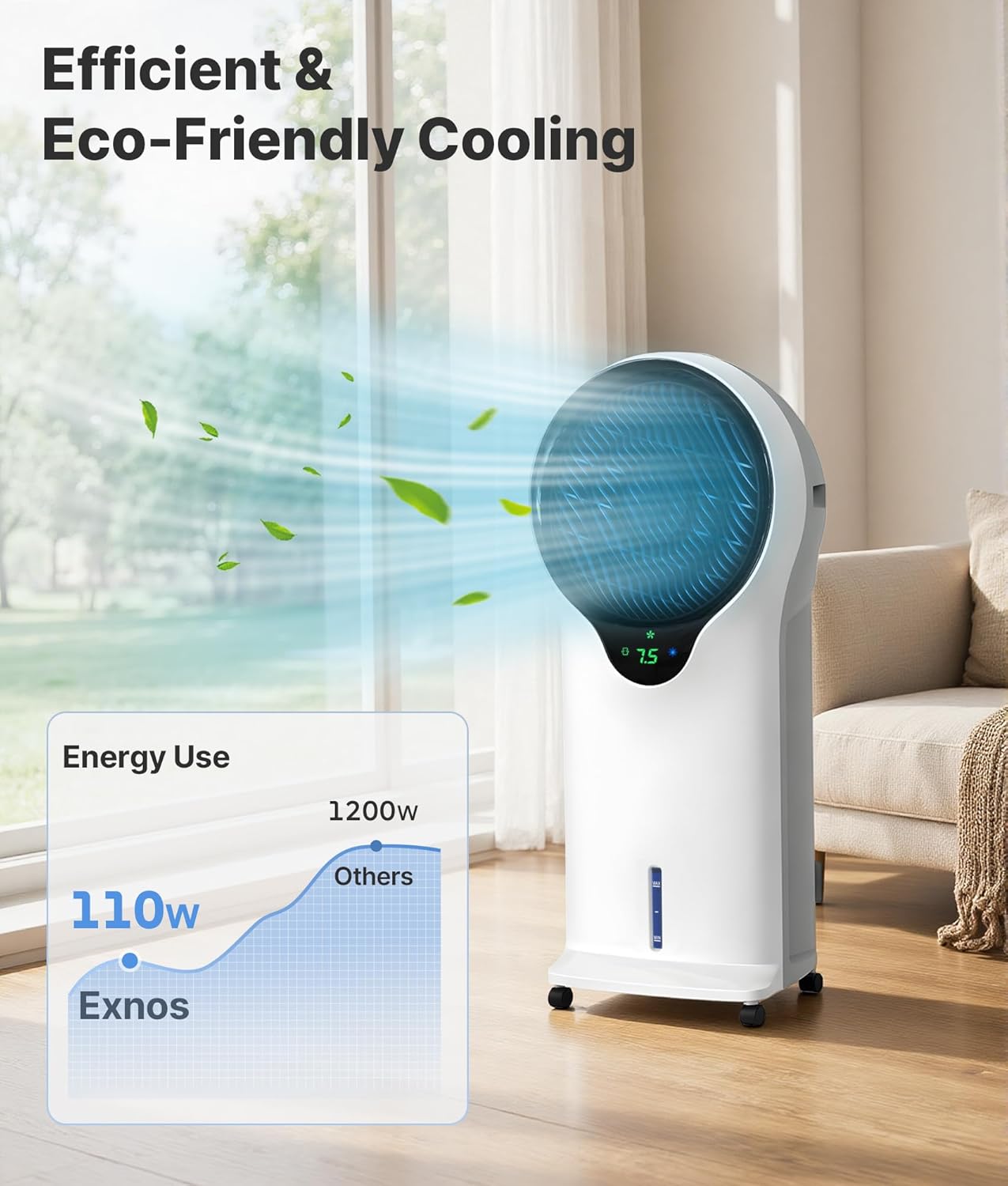 3-in-1 Evaporative Air Cooler - Portable Swamp Cooler Air Conditioner with 5.5L Water Tank & 2 Ice Packs, 3 Speeds, 3 Modes, Cooling Fans that Blow Cold Air for Home & Office, Mother's Day