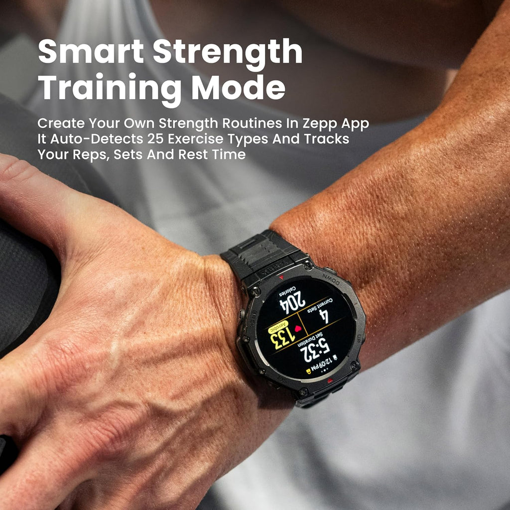 Amazfit T-Rex 3 Rugged/Military Smart Watch 48mm  GPS (with Privacy)  Offline Maps  Long Battery Life 328 Feet Water-Resistant  170 Fitness/Sport Modes  AI  Voice Control  for Android or iPhone  Black