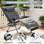 Homall Oversized Zero Gravity Chair, 32In Recliner Lounge Chair with Removable Soft Cushion and Cup Holder, Adjustable Anti Gravity Chair Folding Patio Chairs Padded for Indoor and Outdoor, Grey