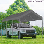 12'x20' Upgraded Carport Replacement Top Canopy Cover for Car Garage Shelter Tent Party Tent with Ball Bungees Grey (Only Top Cover, Frame is not Included)