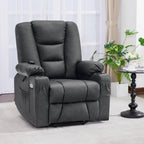 MCombo Power Lift Recliner Chair for Elderly, Lift Chair with Heat and Massage, USB Ports, Cup Holders, Faux Leather 7519 (Medium, Dark Grey)