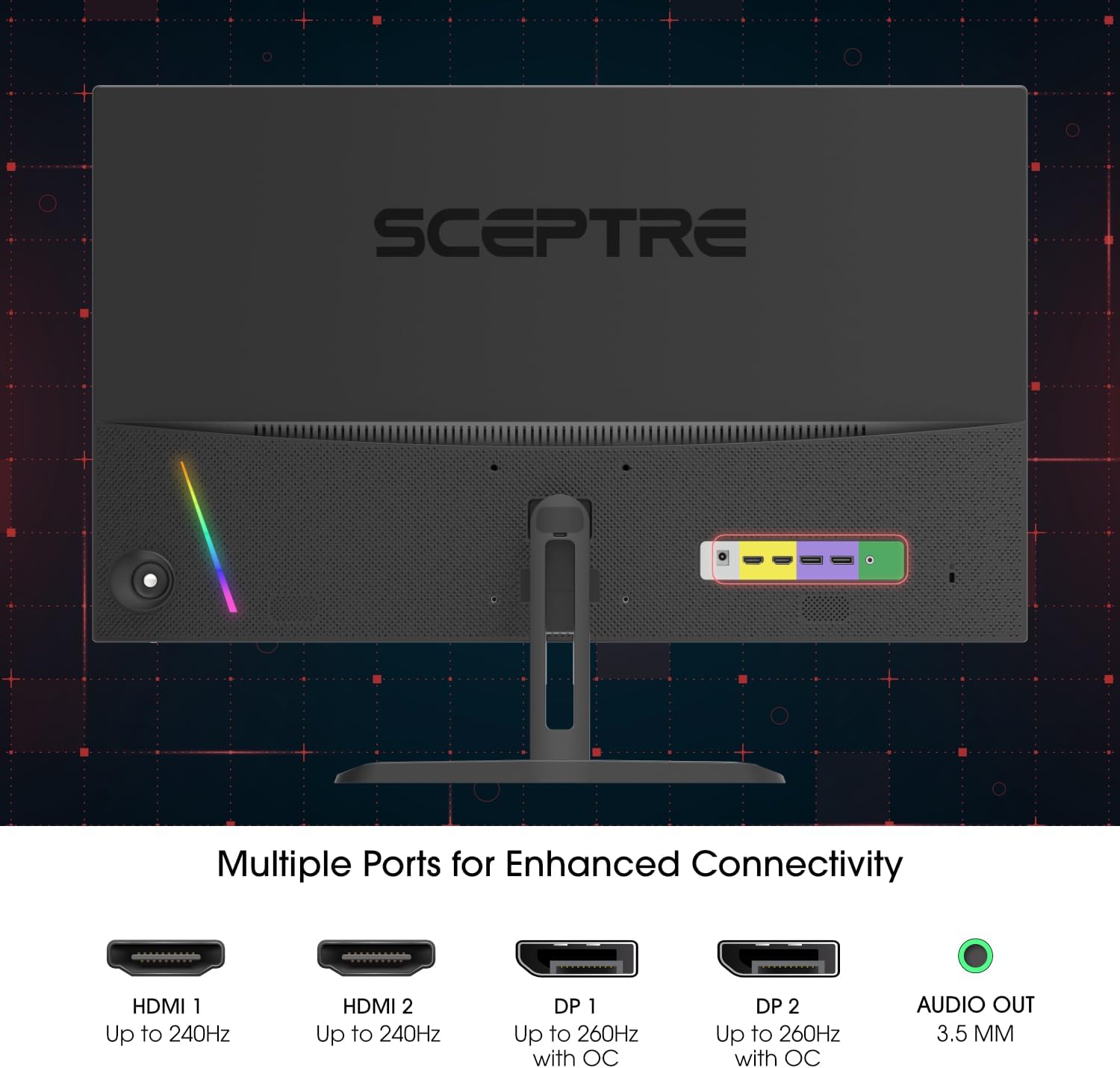 Sceptre Curved 32-Inch Gaming Monitor  1920 × 1080  Up to 240+Hz  1ms  110% sRGB  AMD FreeSync Premium  Built-in Speakers  HDMI DisplayPort  Machine Black (C325B-FWD240 Series)