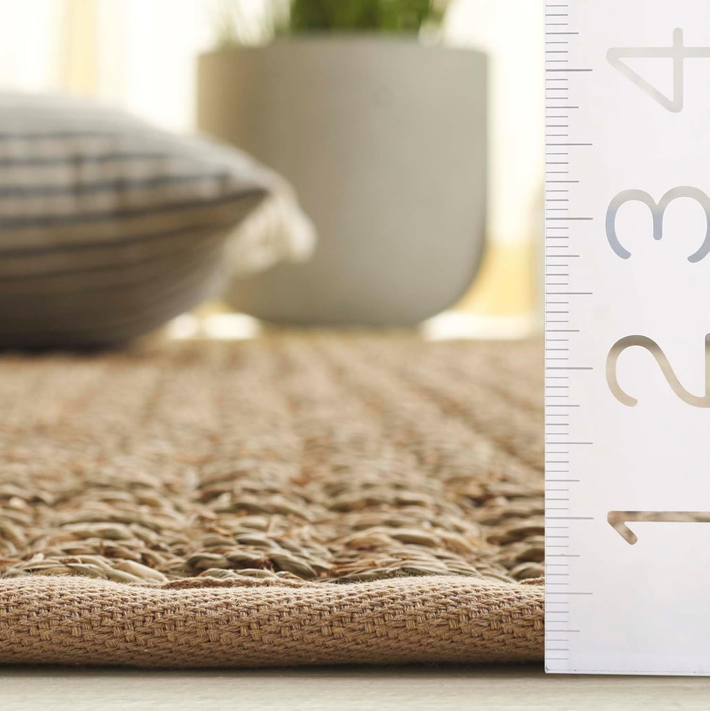 SAFAVIEH Area Rug 8x10 - Natural Fiber Collection - Large - Natural & Beige, Seagrass, Basketweave Pattern (NF114A)