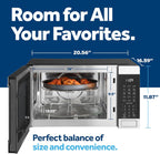 GE GCST10A1WSS 1.0 Cu Ft Convection Microwave Oven, 1050W Countertop Air Fry Microwave with Broil & Crisper Pan, Compact Stainless Steel Design