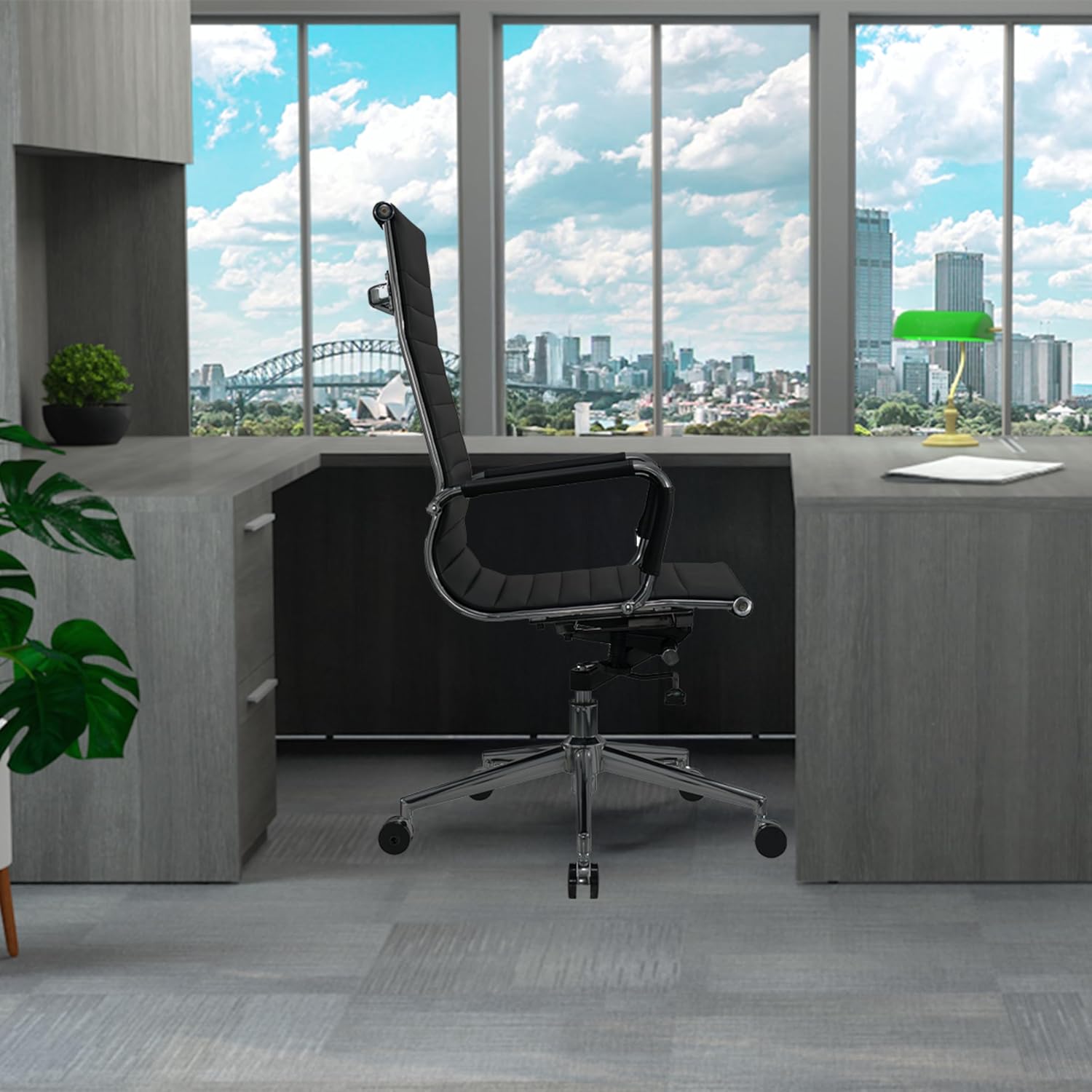 SUNLINE Pack of 2 Ergonomic Office Chair, Mesh Back Desk Chair Comfy Adjustable Height, Armrests, and Rolling Wheels, Modern Black Design for Work, Conference and Home Office Desk Chairs