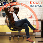 GABRYLLY Ergonomic Office Chair, High Back Home Desk Chair with Headrest, Flip-Up Arms, 90-120° Tilt Lock and Wide Cushion, Big and Tall Mesh Chairs for Man Woman, Black Task Chair(Dark Woodgrain)