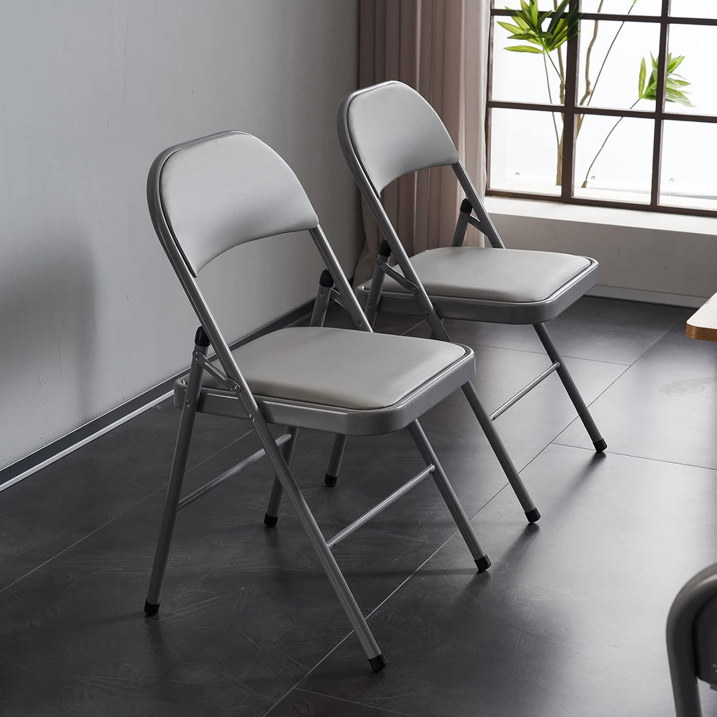 Karl home 6 Pack Grey Folding Chairs with Padded Seats for Outdoor & Indoor, Portable Stackable Commercial Seat with Steel Frame for Events Office Wedding Party, 330lbs Capacity