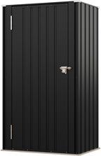 Devoko 22 Cuft Lockable Metal Storage Shed, Vertical Indoor Outdoor Tool Cabinet with Non-Adjustable Shelves for Patio Garden Backyard, Black
