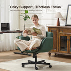 amseatec Criss Cross Chair with Armrests & Wheels, Adjustable Swivel Comfortable Lounge Vanity Chairs, Home Office Desk Chair, Medieval Style, (Christmas Green)