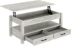 Rolanstar Coffee Table, Lift Top Coffee Table with Drawers and Hidden Compartment, Living Room Table with Wooden Lift Tabletop, for Living Room, Grey