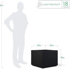PolyStone Monterray Square Outdoor Planter  23" L x 23" W x 19" H – Lightweight Modern Garden & Patio Planter  Weather Resistant Indoor/Outdoor Décor  Black