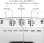 Giantex Portable Washing Machine, 13lbs Mini Twin Tub, 8Lbs Washer & 5Lbs Spinner, Compact Laundry Washer Combo, Built-in Pump Drain, Apartments RVs and Dorms (White & Gray)