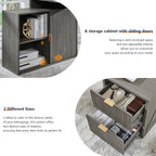 JXQTLINGMU Modern L Shaped Desk with Storage Cabinet & Drawers, Wood Home Office Desk with Power Outlets, Fluted Computer Writing Desk