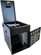 8-Device Tablet Charging Station  Lockable Steel Case Fits 14" Chromebooks  iPads  Laptops & Tablets  Secure Storage with 2 Keys  Ideal for Classrooms  Offices & Hospitals  Black