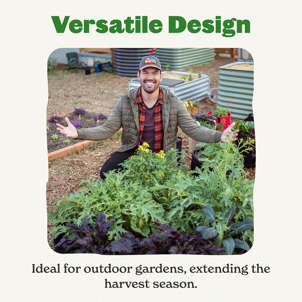 Epic Gardening 5-in-1 Modular Galvanized Raised Garden Bed Kit  29" Tall Food-Safe Metal Planter Box  Large Raised Garden Beds Outdoor for Vegetables  Flowers  Herbs & Fruits - Mist Green